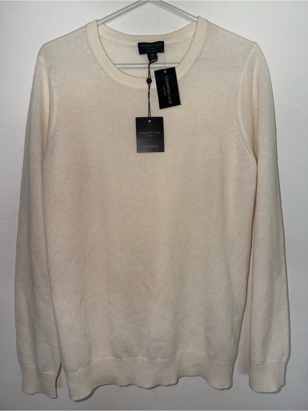 Charter Club Men’s Cream Crewneck Sweater - Soft Knit